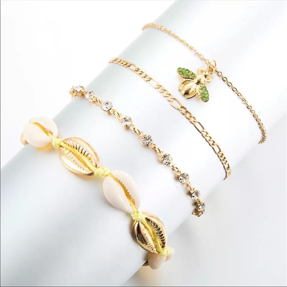 Little Bee + Cowrie Shell Anklet Set - Picture 2 of 3